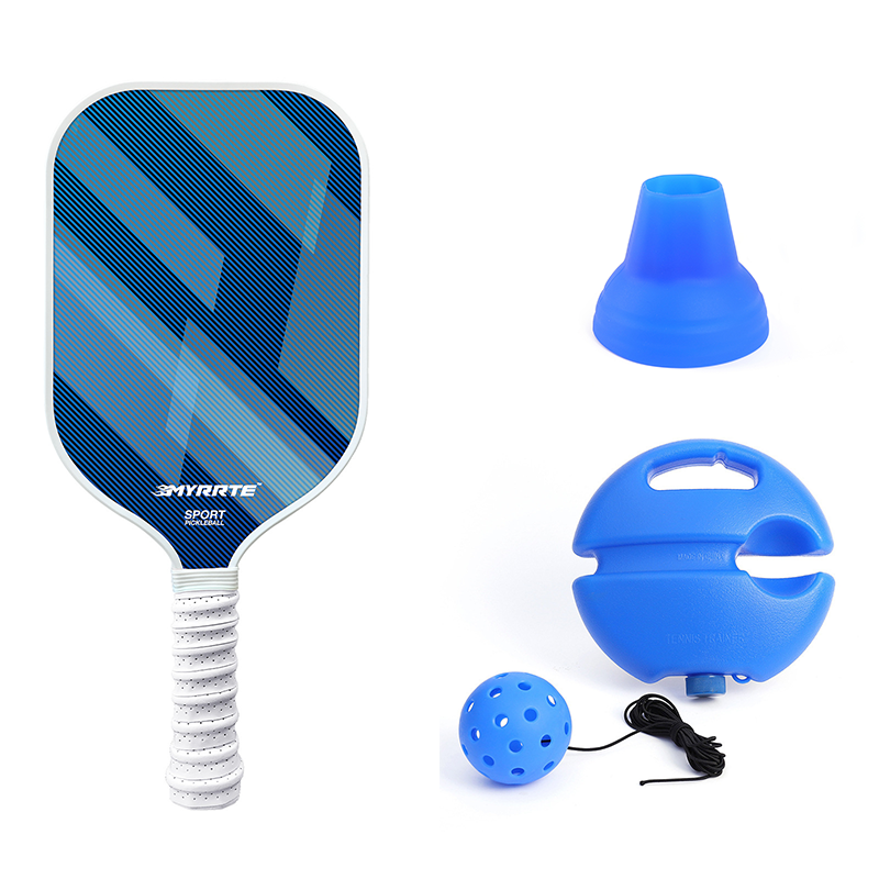 4-piece Blue Complete Pickleball Training Set Pickleball Starter Training Kit with Paddle Ball Retriever Rebound Trainer and Practice Ball