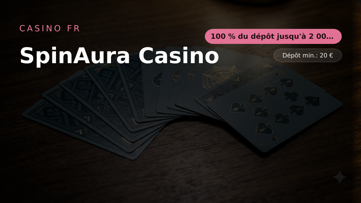 SpinAura Casino — bonus de bienvenue 100 % du dépôt jusqu'à 2 000 € + 150 FS, paiements: Visa, Mastercard, Paysafecard, Apple Pay, Neosurf