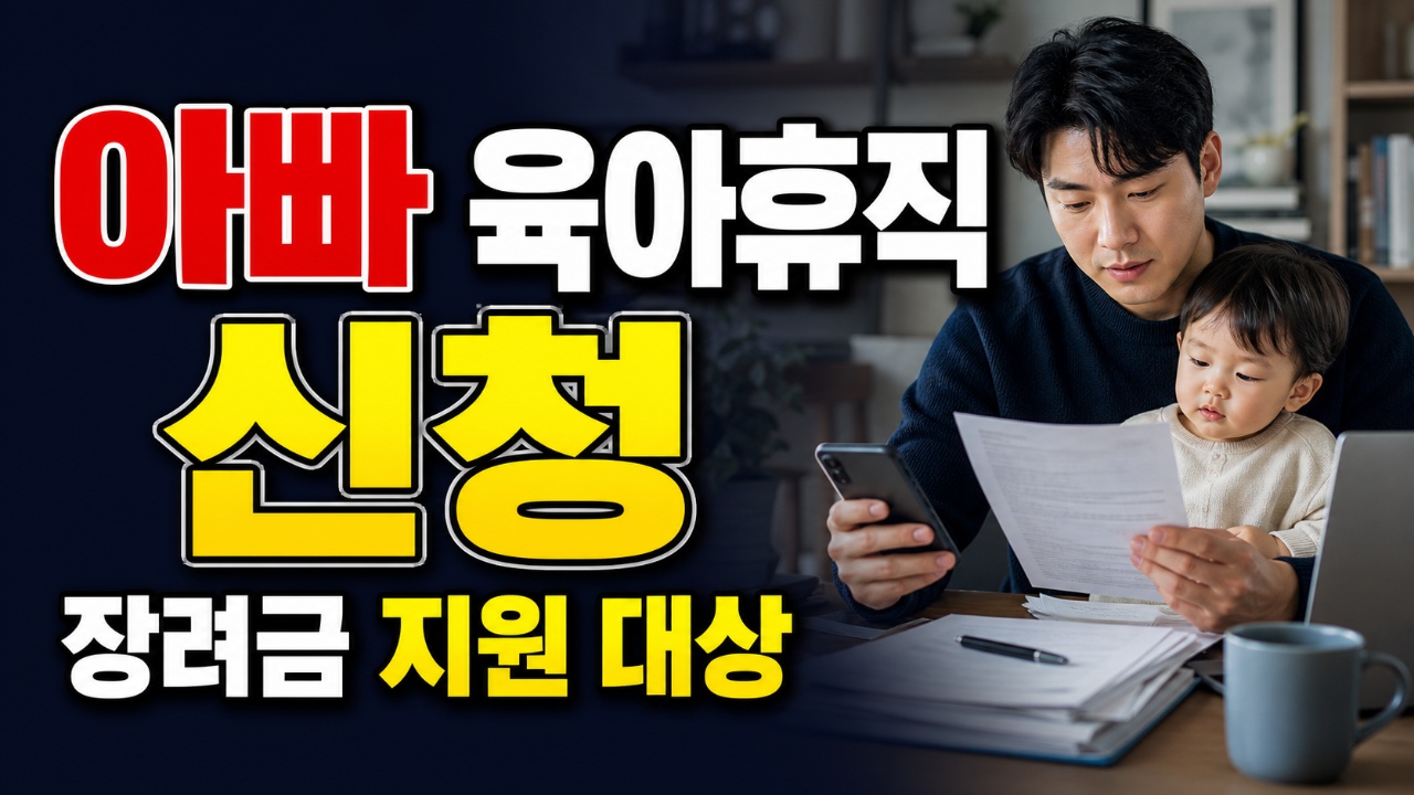 아빠 육아휴직 장려금 지원 관련 핵심 정보를 상징적으로 보여주는 썸네일 이미지