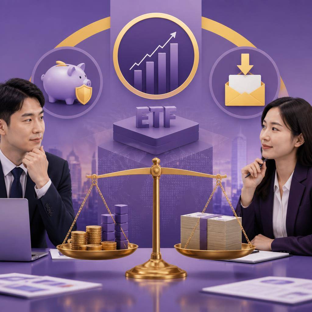 ISA 투자 전략을 비교하는 한국인 직장인과 투자자, 월 적립식 투자와 목돈 일시투자를 저