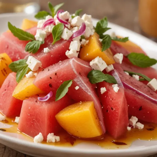 Summer Peach Watermelon Salad You'll Enjoy!