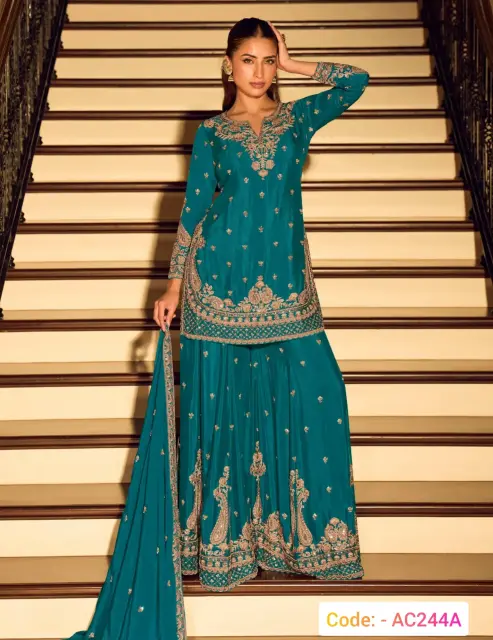 Rama Color Heavy Work Sharara Suit