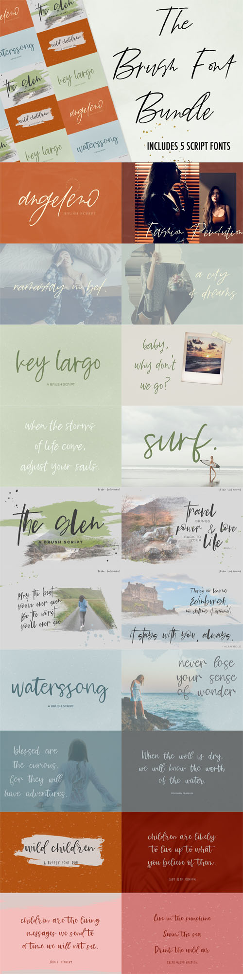 The Brush Font Bundle - 5 Premium Script Fonts