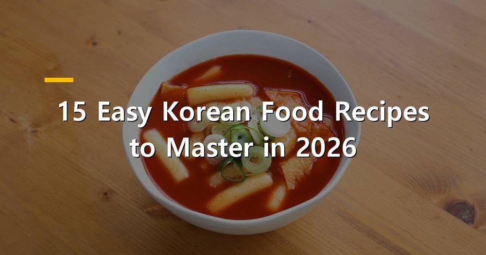 Assortment of vibrant Korean dishes, including bibimbap, kimchi, and bulgogi, arranged attractively on a wooden table.