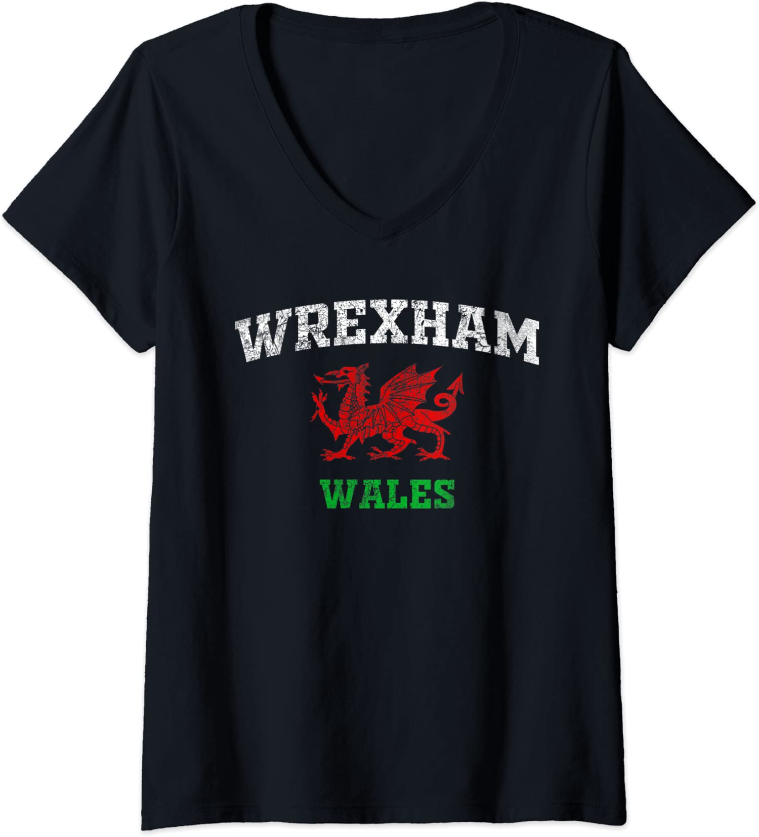 Wrexham Wales Retro Vintage Country Classic Hometown Ladies’ V-Neck Tshirt
