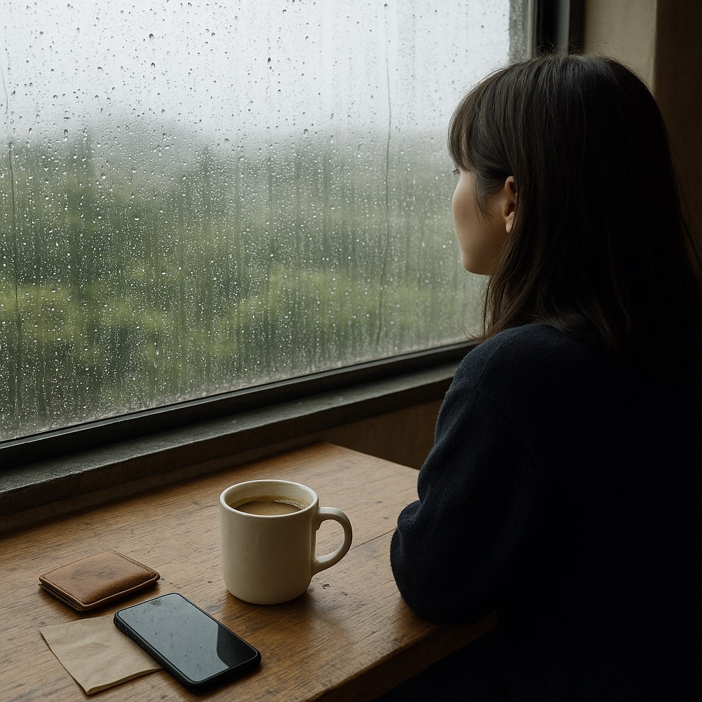 jeju cafe coffee rainy window