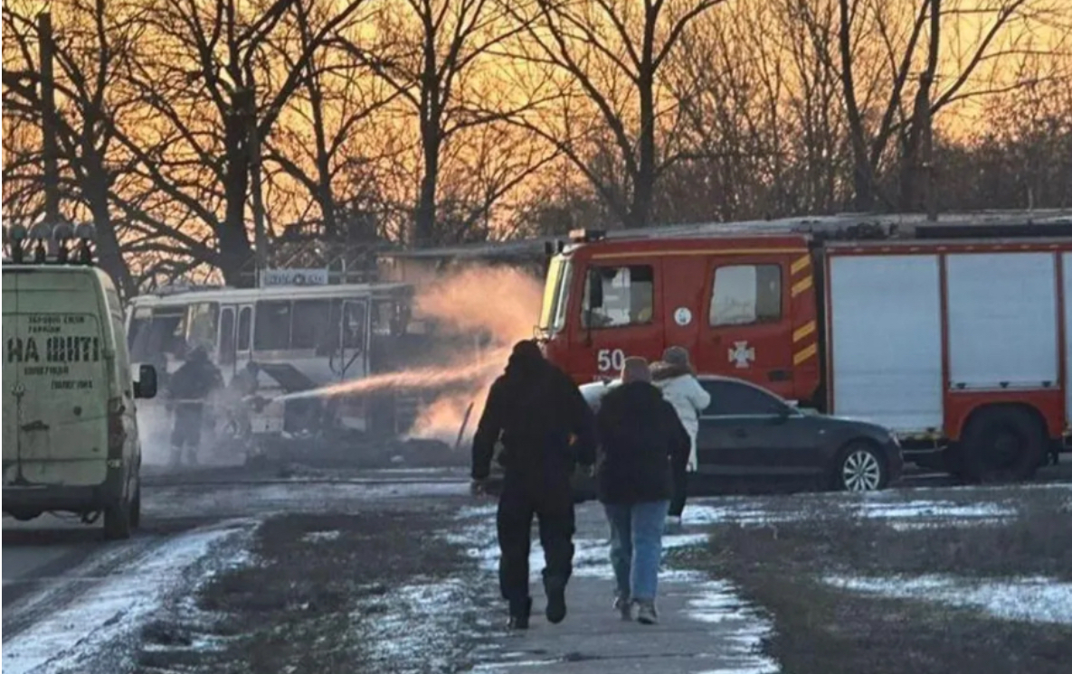 Twelve killed by Russian strike near bus in Ukraine, official says