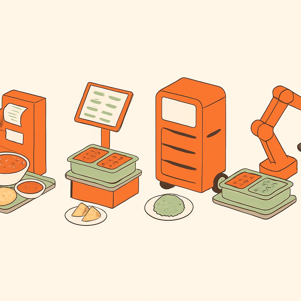 Diagram comparing features of top kitchen automation tools for Indian multi-dish orders
