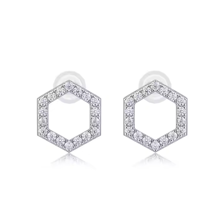 Open Hexagon Pavé Studs