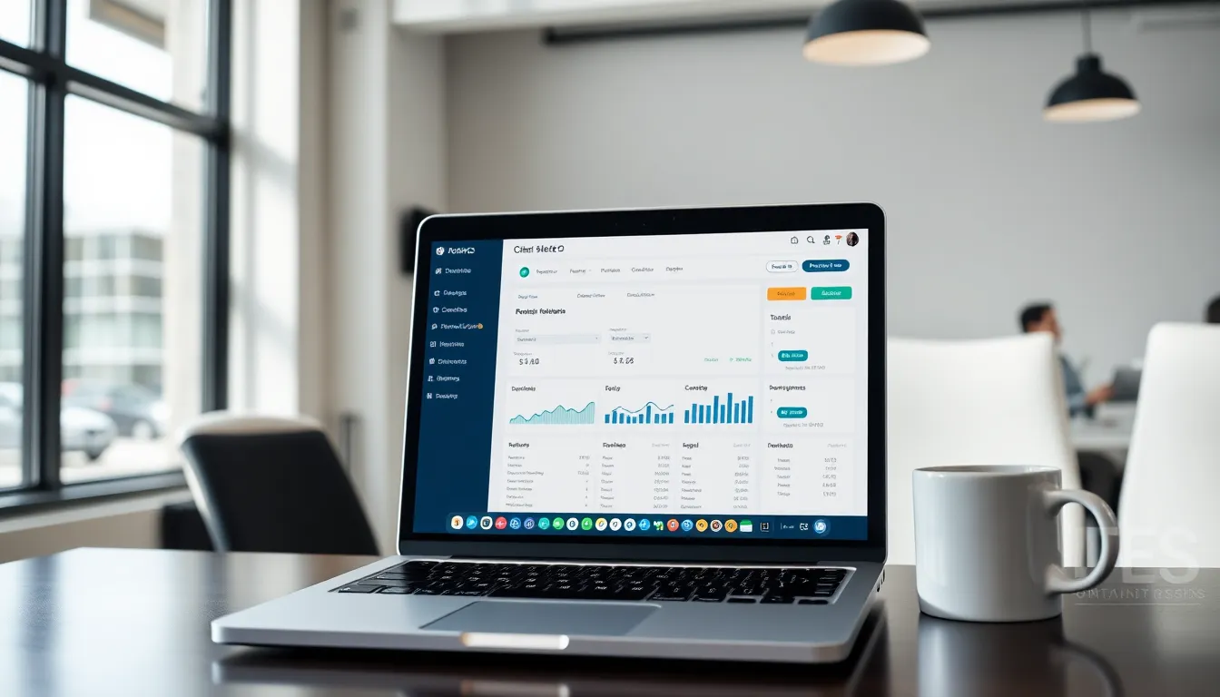 Laptop screen showing local SEO metrics on a tidy office desk.