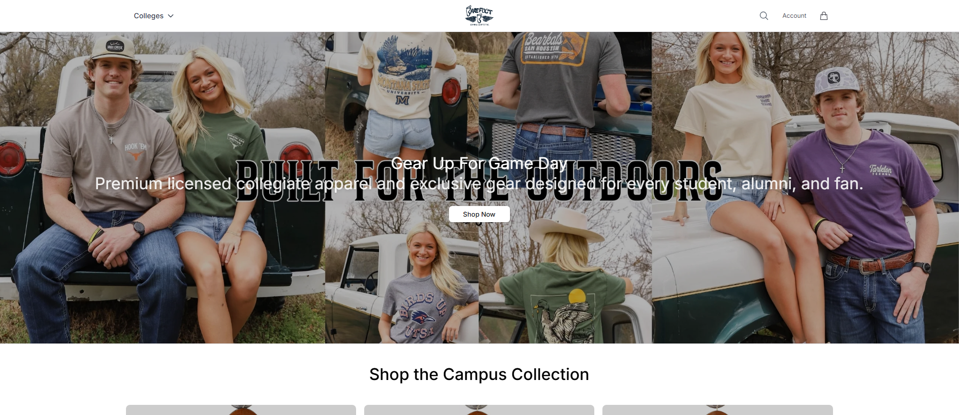 Stored capture of barefootcampusoutfitterhq.shop