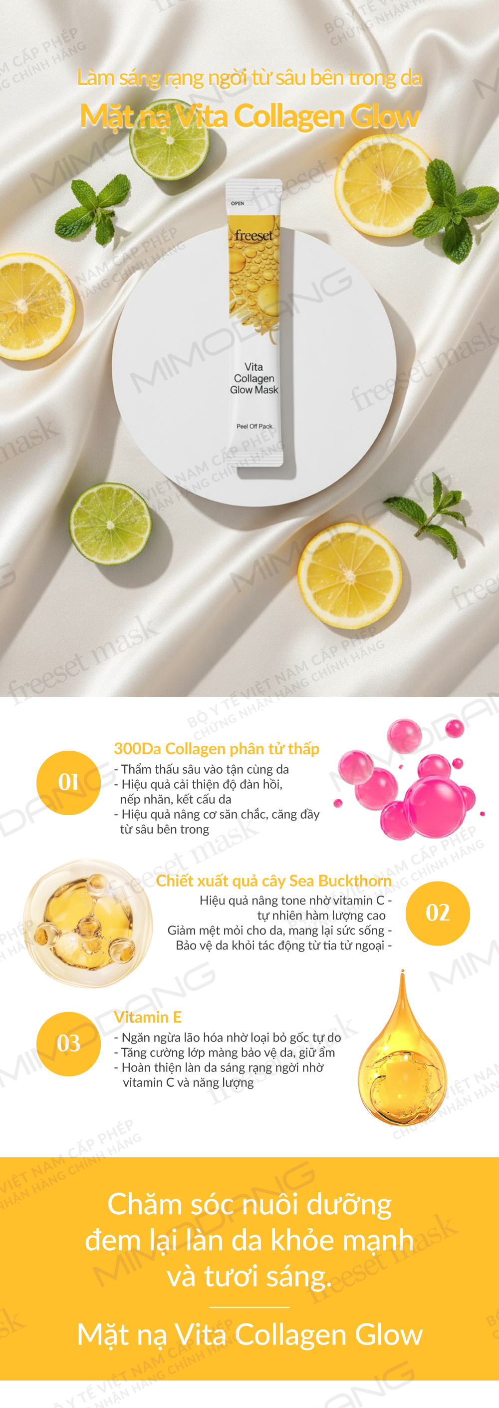 Radiant brightness from deep within the skin Vita Collagen Glow Mask (Product: Vita Collagen Glow Mask — Peel Off Pack)