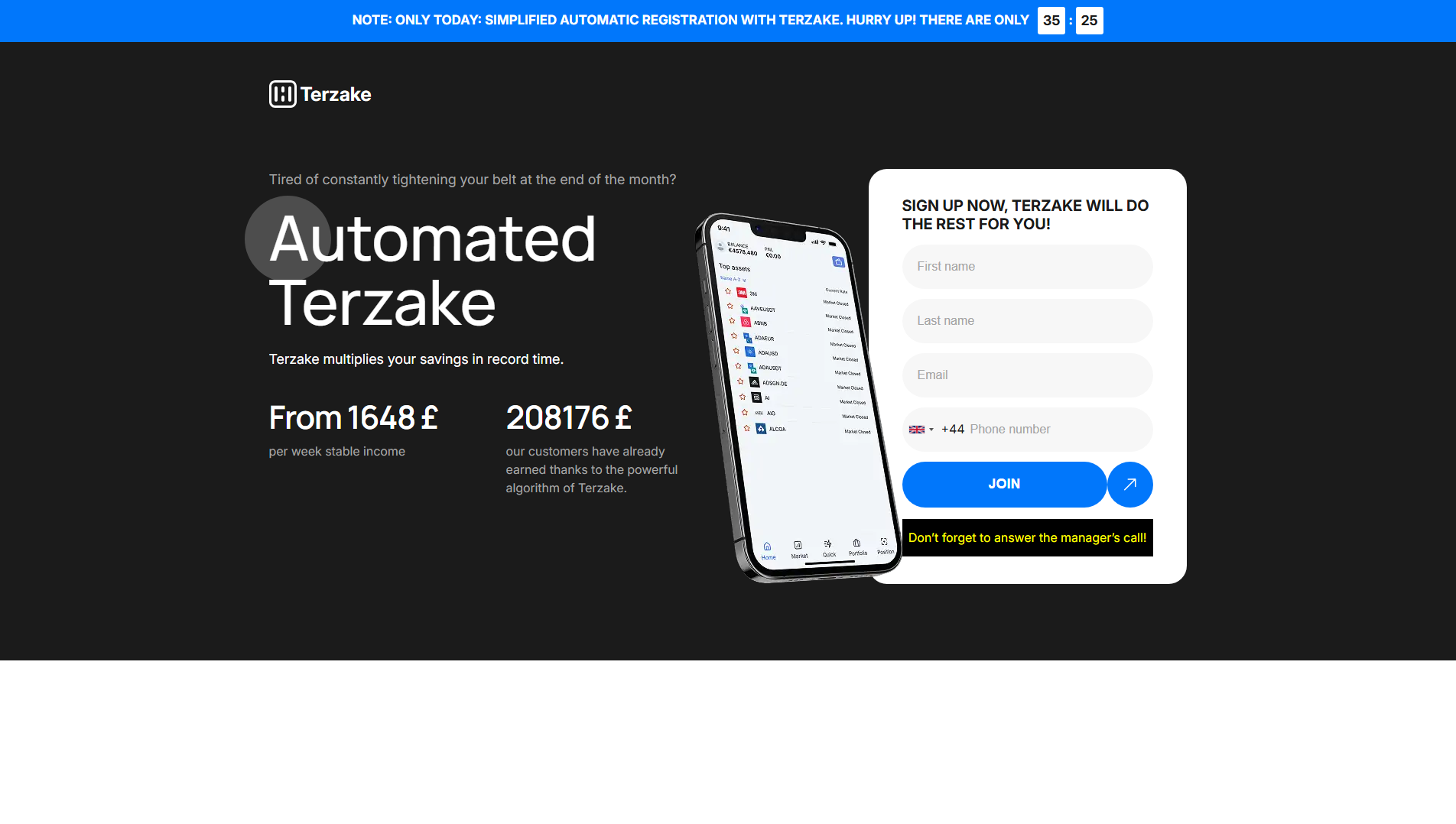 Stored capture of terzaketrade.com