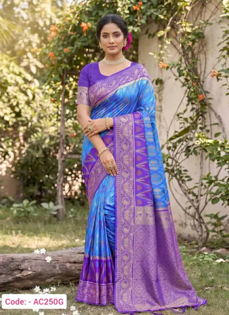 Blue color Traditional Wear silk saree