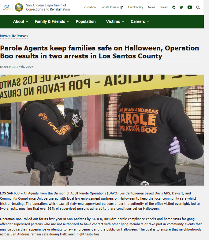 [SADCR] Parole Agents keep families safe on Halloween, Operation Boo ...