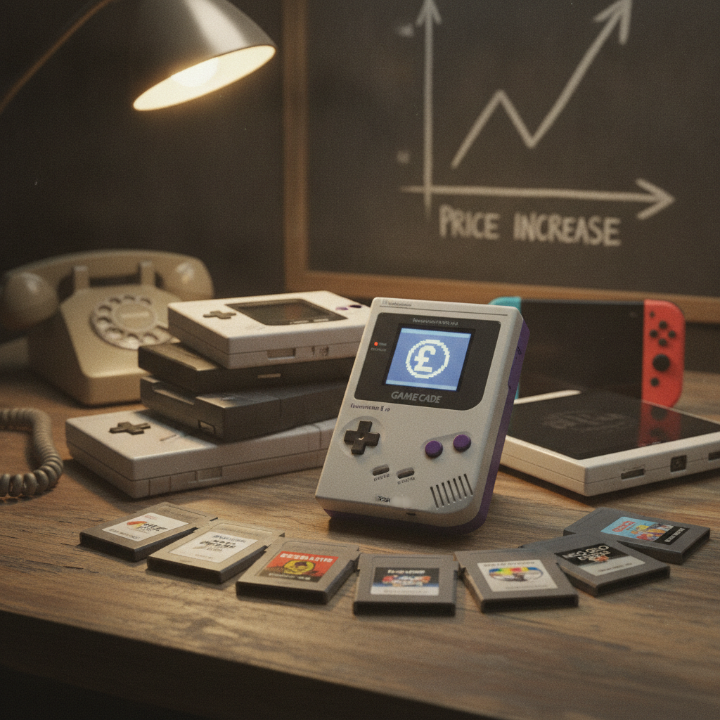 An Evercade handheld console with cartridges, symbolizing the rising costs of retro gaming.