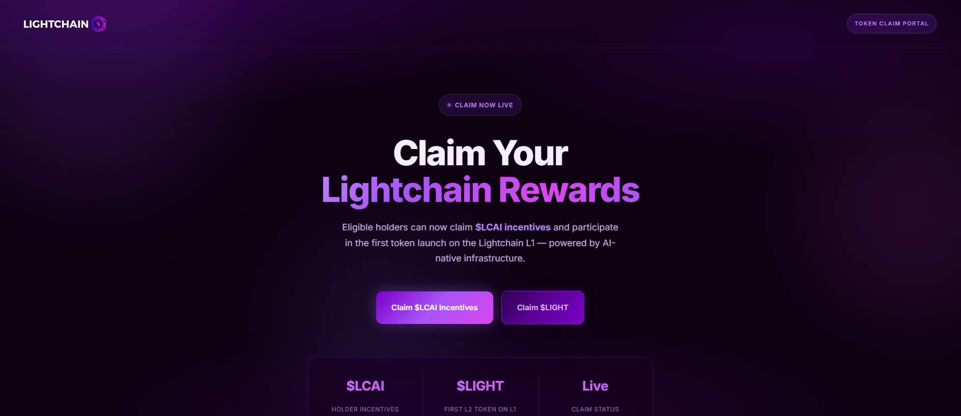 Screenshot of lcaitoken.live