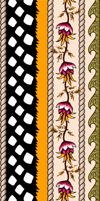 Abstract Vertical Border Design with Checkered Pattern and Floral Vines.jpg