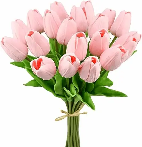 20 Light Pink Faux Tulips – Valentine & Wedding Decor