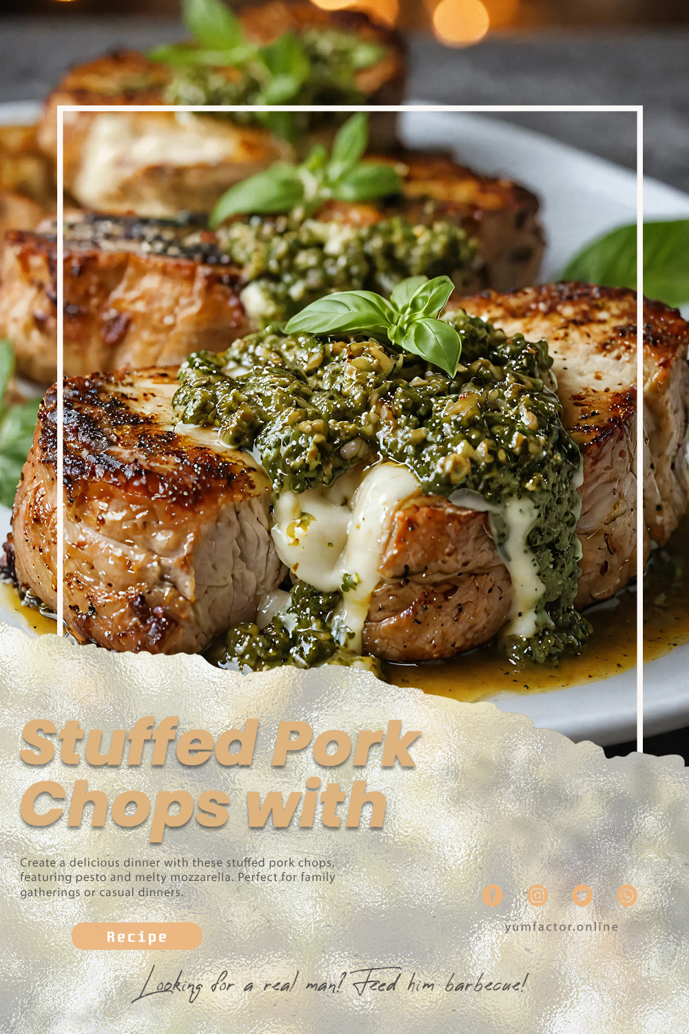 Stuffed Pork Chops with Pesto and Mozzarella