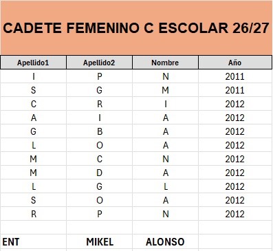 CADETE ESCOLAR FEMENINO
