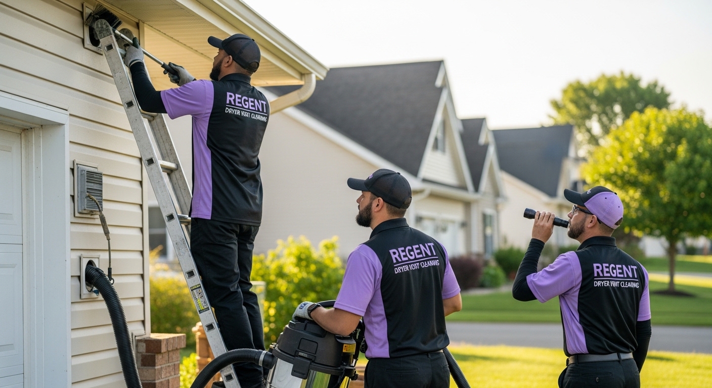 Dryer vent cleaning technician inspecting vent system Cohasset