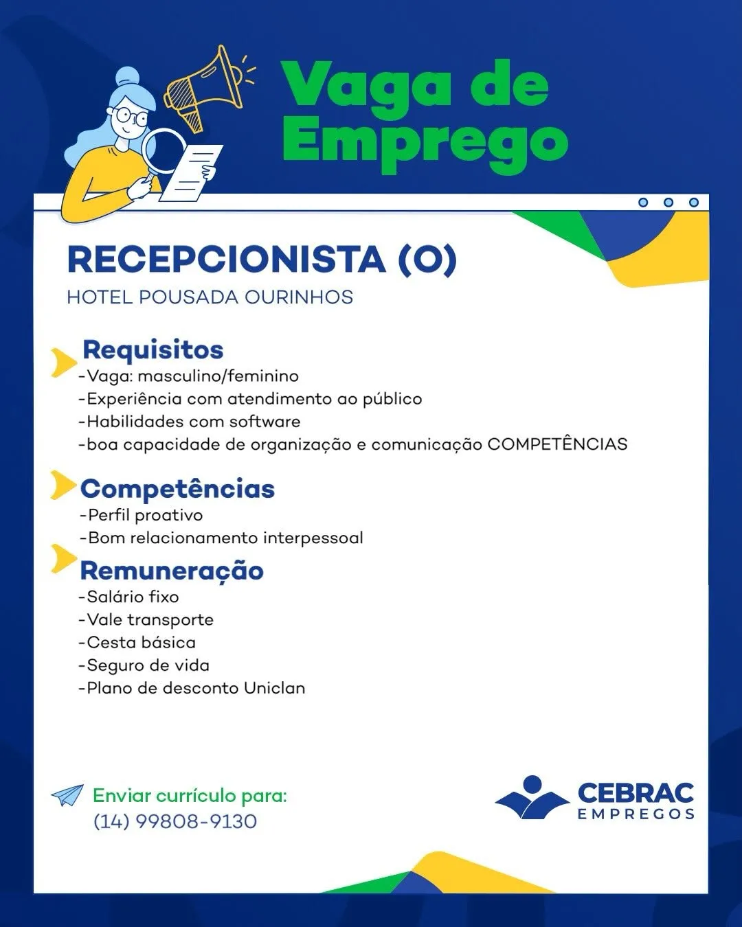 Recepcionista No Hotel Pousada