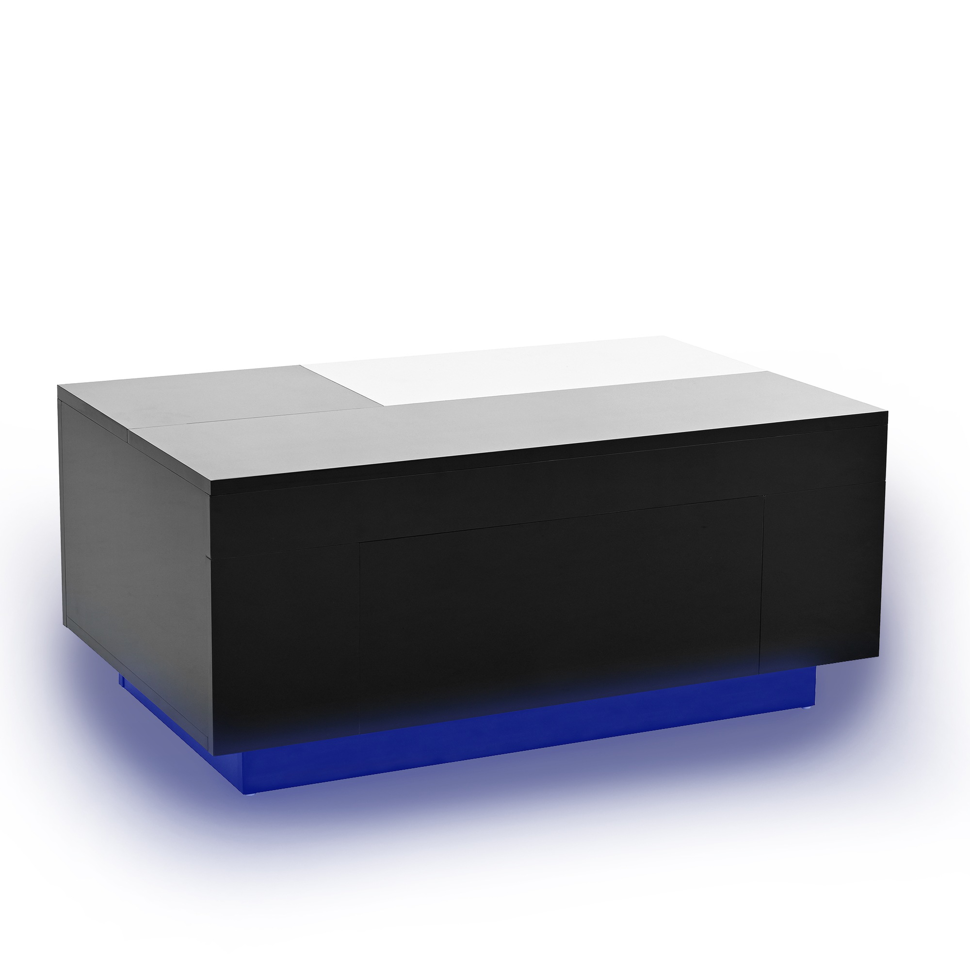 Table Basse Noir, Rangement, Éclairage LED, Fermeture Douce, Extensible, Design Moderne - Panneau composite de fibres de bois à densité - 80x50x35.5cm - Salon - N621P314470S 2