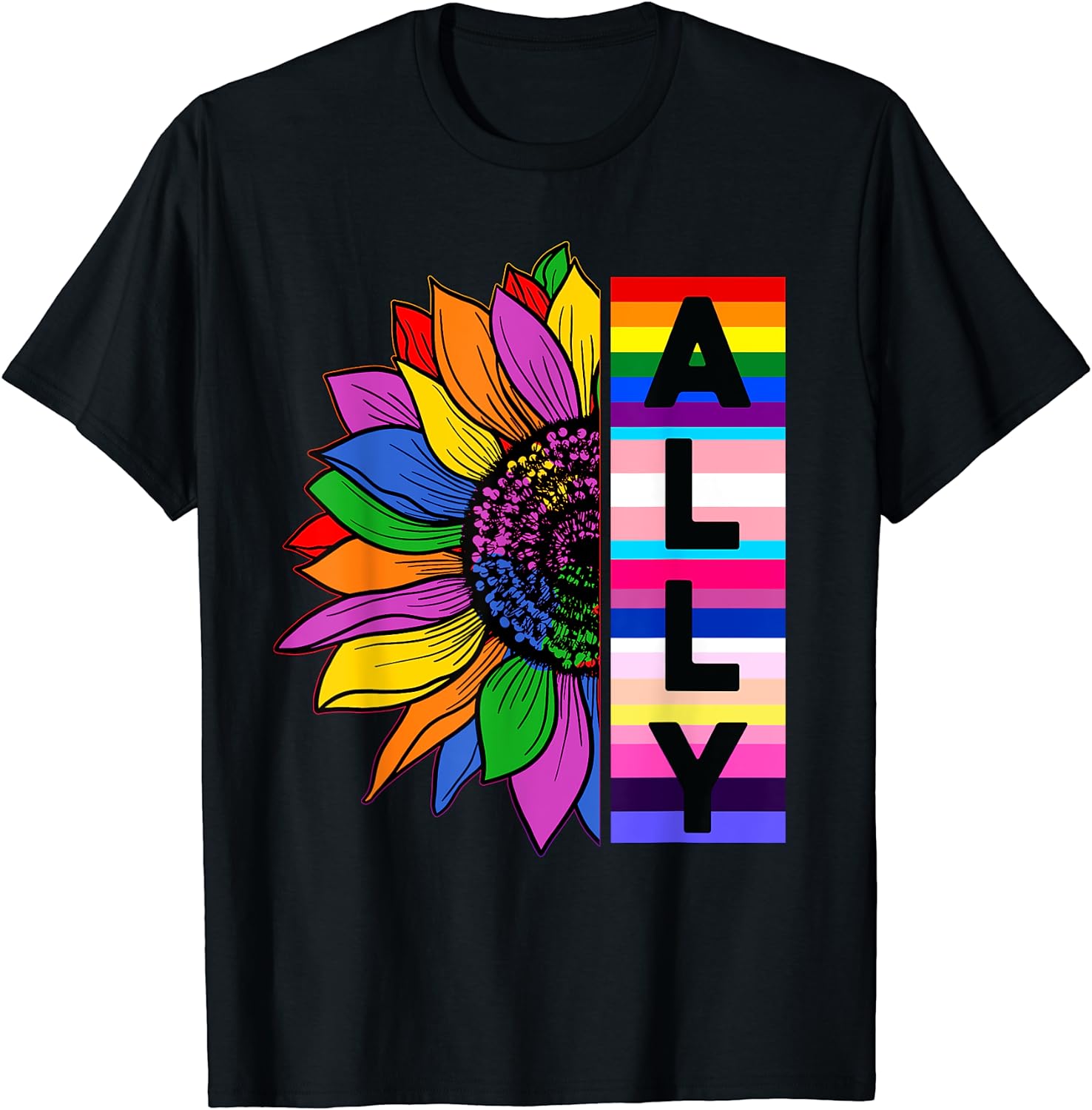 LGBTQ Ally Pride Sunflower Rainbow Gift Unisex T-Shirt