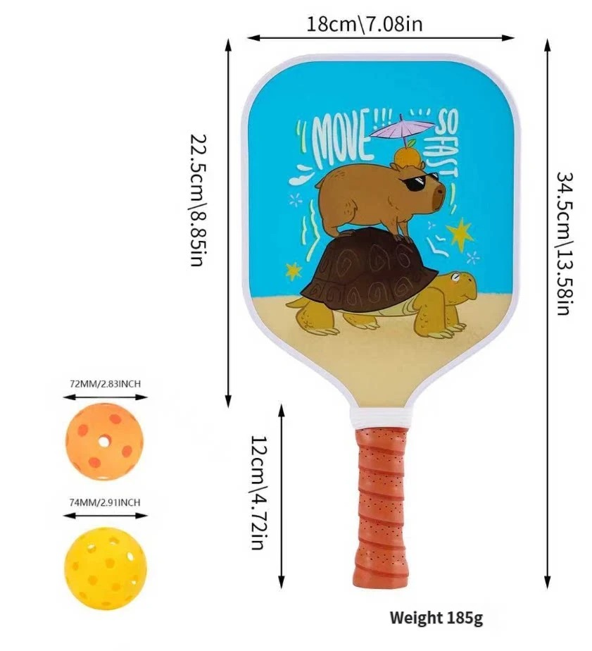 【RT-006】 Fiberglass Pickleball Paddle Set of 2 with 4 Balls and Carry Bag - 185g Single Paddle Weight - Beginner Friendly Starter Kit with Non-Slip Cushion Grip for Adults Kids and Outdoor Family Fun