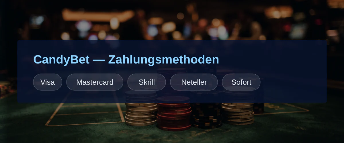 CandyBet — Zahlungsmethoden: Visa, Mastercard, Skrill, Neteller, Sofort