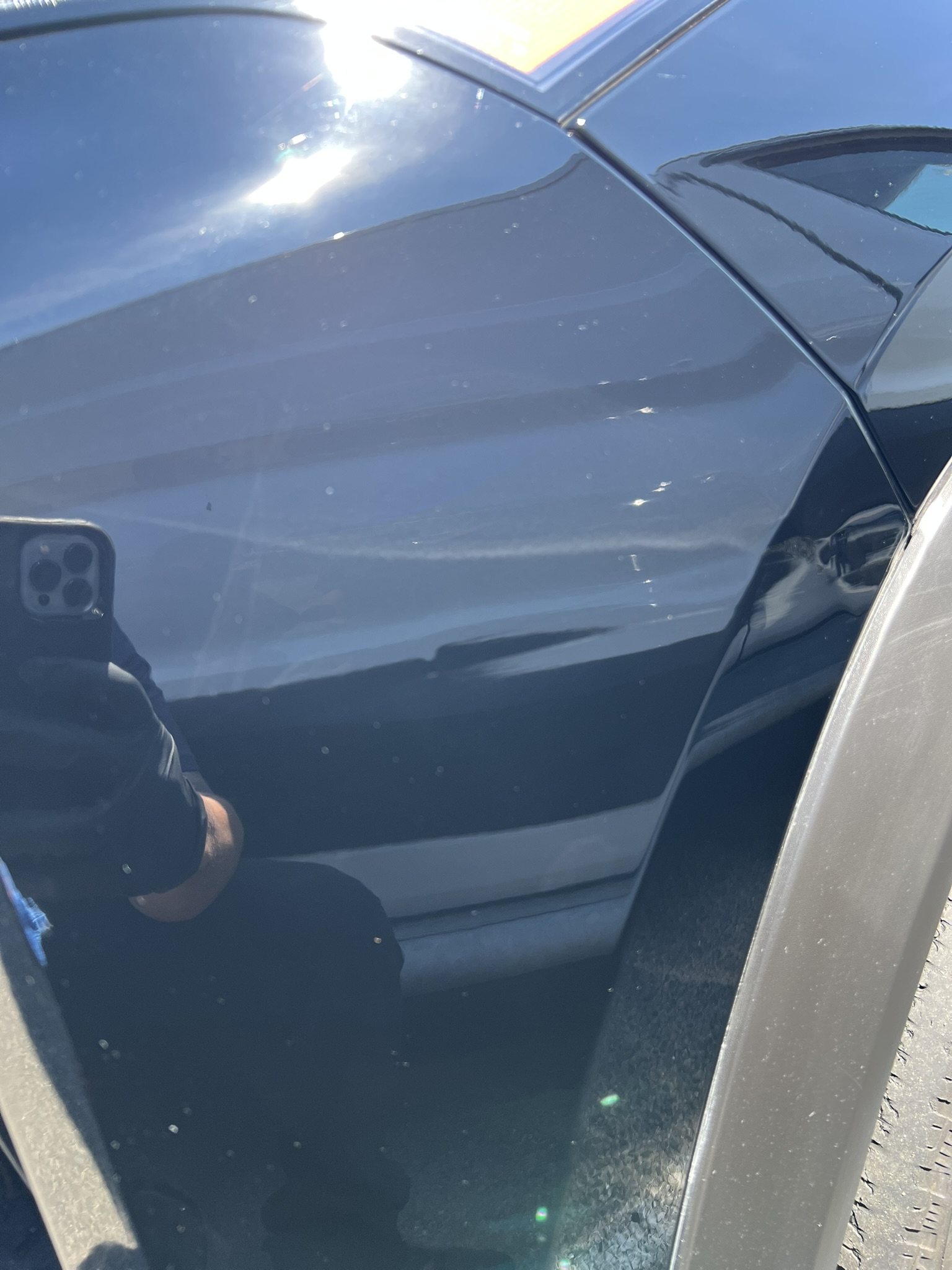 Before — heavy door scratch