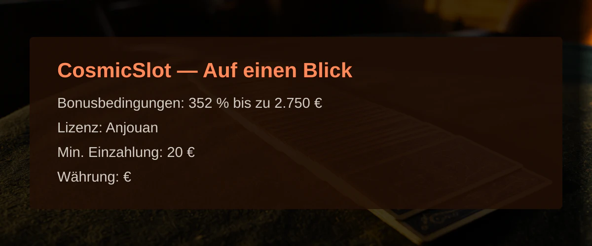 CosmicSlot — Auf einen Blick