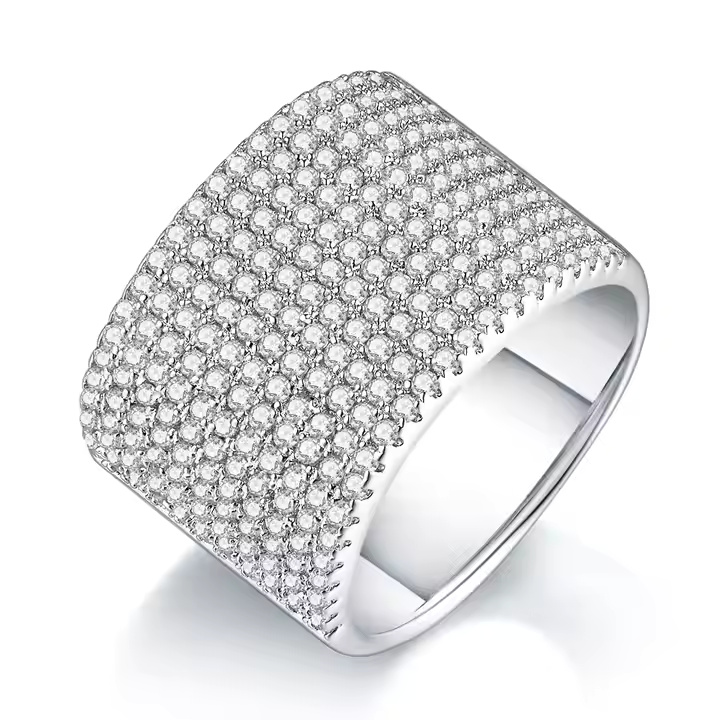 Wide Square Pavé Cocktail Ring