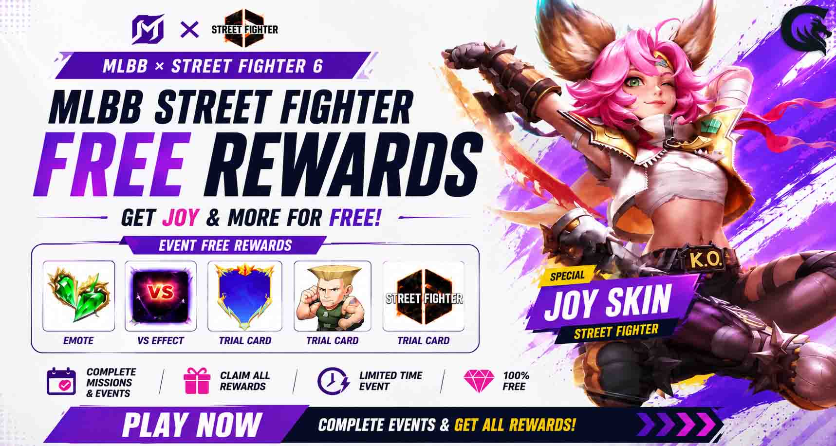 MLBB Street Fighter free rewards Joy skin