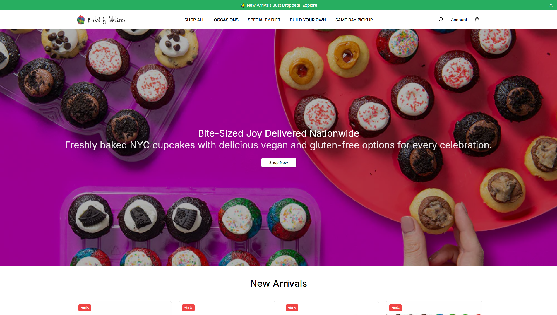 Stored capture of bakedbymelissafood.shop