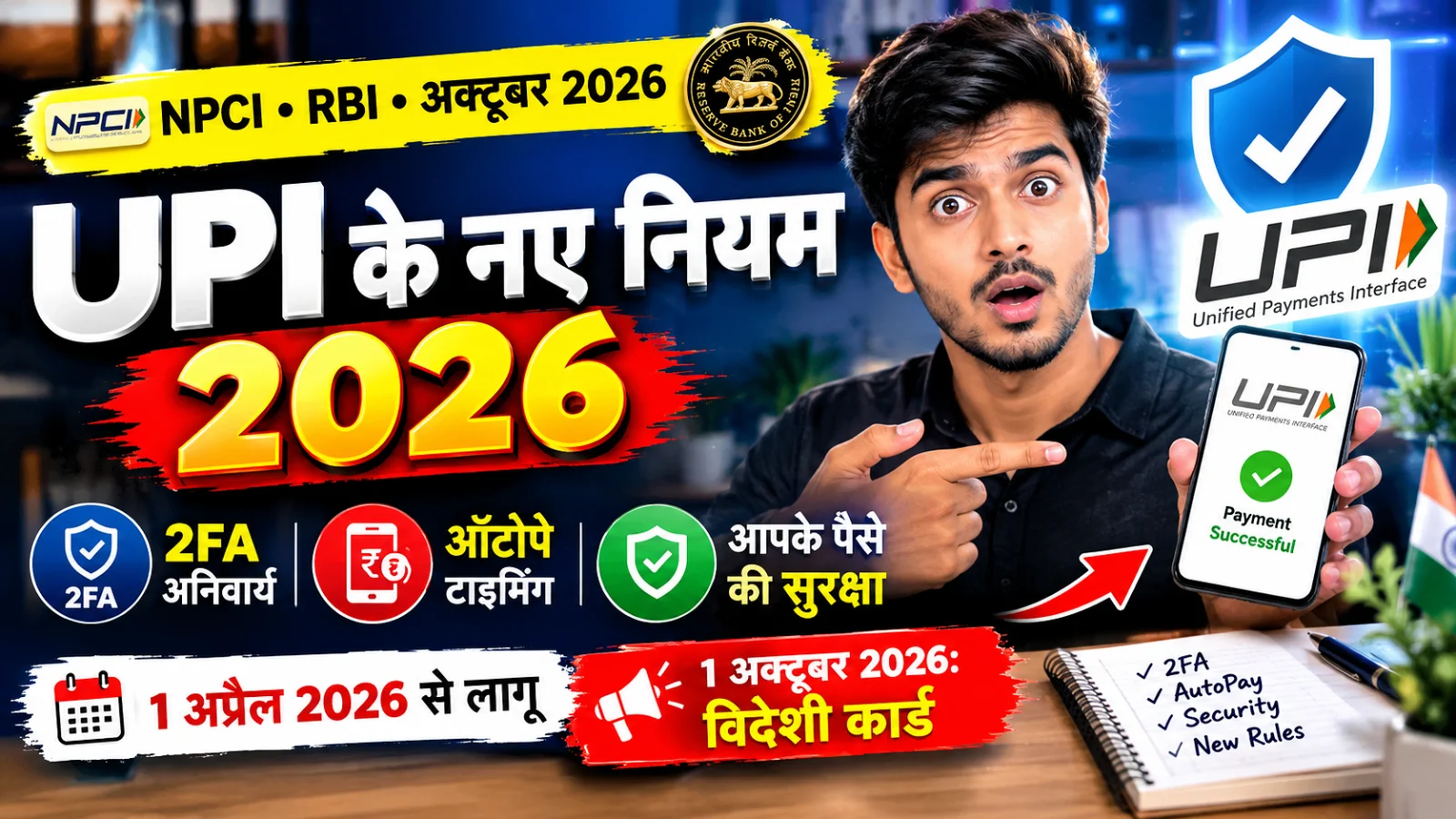 UPI के नए नियम 2026: 2FA, ऑटोपे टाइमिंग और आपके पैसे की सुरक्षा