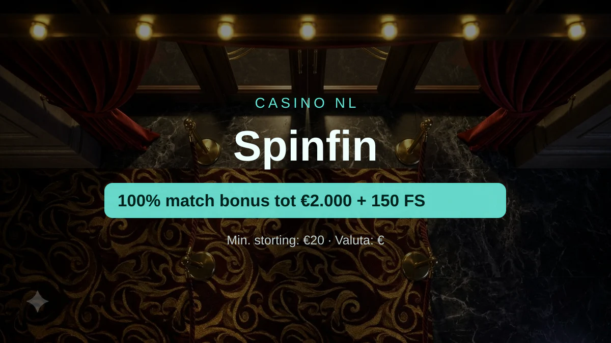 Spinfin casino — welkomstbonus 100% match bonus tot €2.000 + 150 FS, betalingen: Visa, Mastercard, Skrill, Neteller, Paysafecard