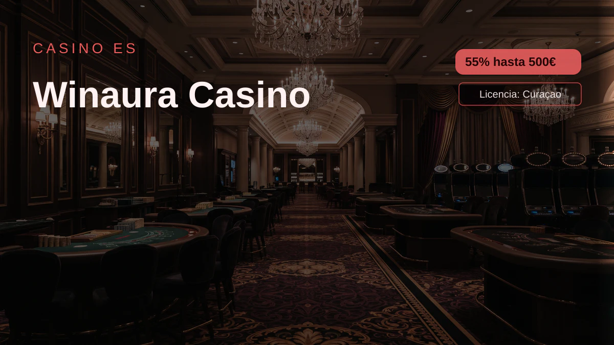 Winaura Casino — bono de bienvenida 55% hasta 500€ + 50 FS, pagos: Visa, Mastercard, Skrill, Neteller, Paysafecard