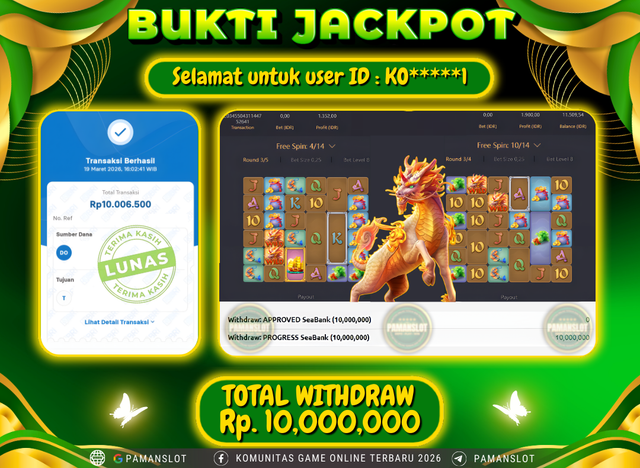 Selamat kepada Member PAMANSLOT Game Ways Of The Qilin : KO*****1