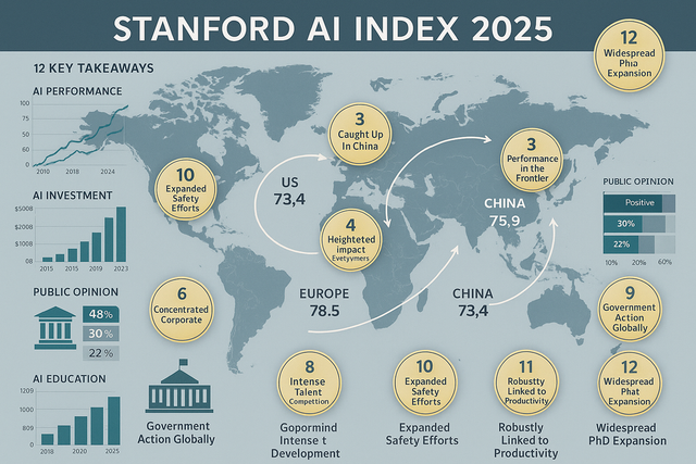 Illustration for the article: Stanford AI Index 2025: The Most Comprehensive Analysis of AI Progress