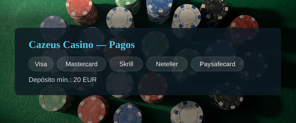 Cazeus Casino — Pagos: Visa, Mastercard, Skrill, Neteller, Paysafecard Cazeus Casino — Pagos: Visa, Mastercard, Skrill, Neteller, Paysafecard