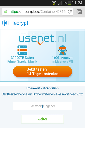 Passwort geschützt / Chrome 35.x