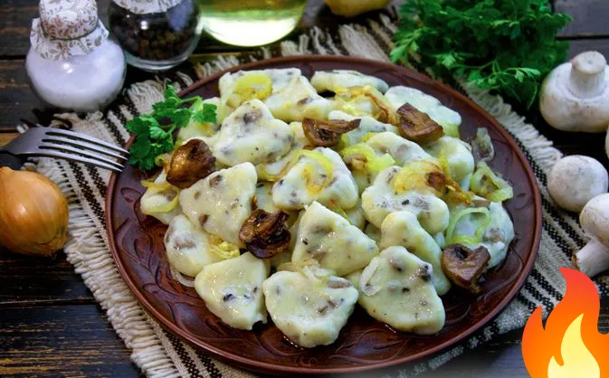 Постер Ленивые вареники с картофелем и грибами