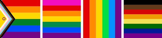 Quatre variantes de drapeaux des fiertĂ©s