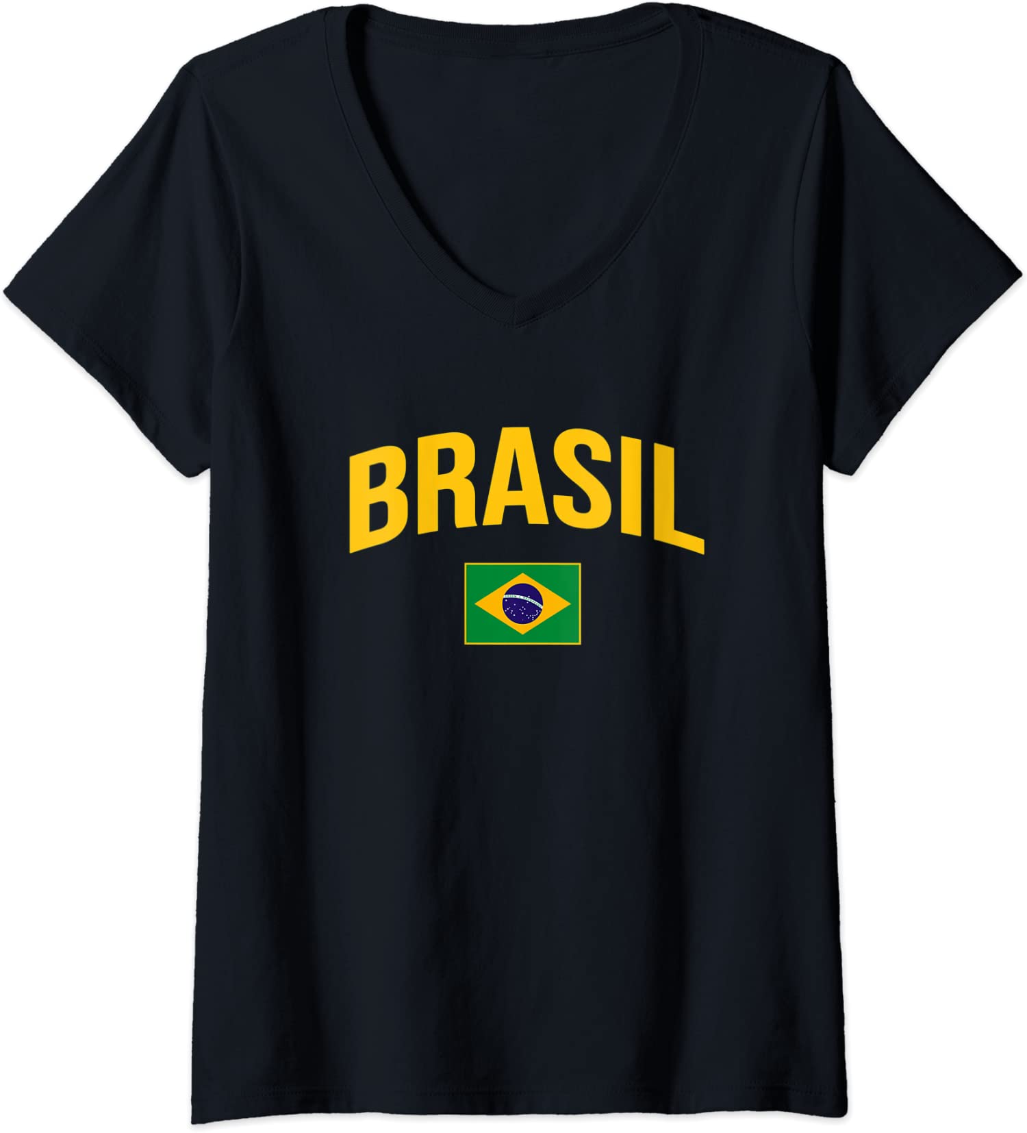 Brasil Flag of Brazil Classic Brazil Soccer Football Ladies’ V-Neck Tshirt