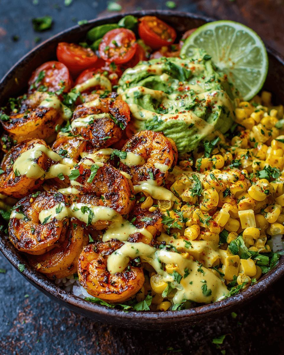 Grilled Shrimp Bowl With Avocado, Corn Salsa & Creamy Garlic Sauce Tips step photo