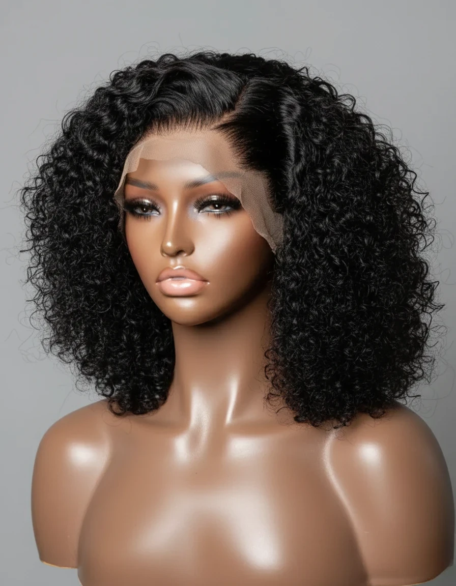 100% Human hair full frontal pixie curls 12”