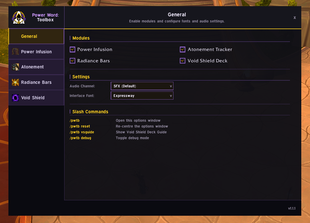 PWT Options Screen