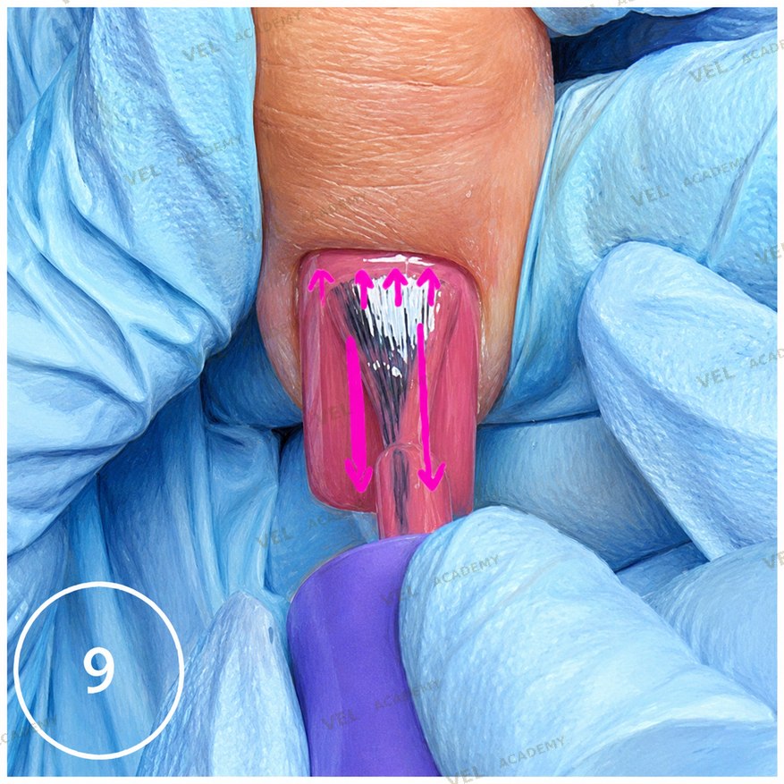 Completed second colour layer result clean cuticle line even pigment before top coat